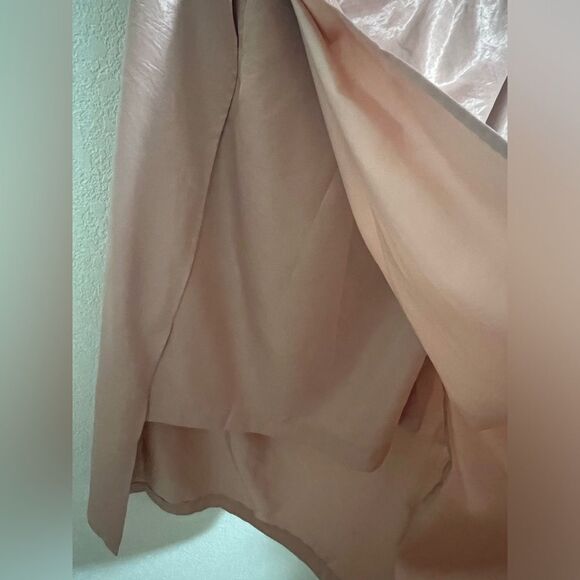NWT boohoo Occasion One Shoulder Drape Mini Dress Champagne Pink Satin Size 6 S - Picture 7 of 10